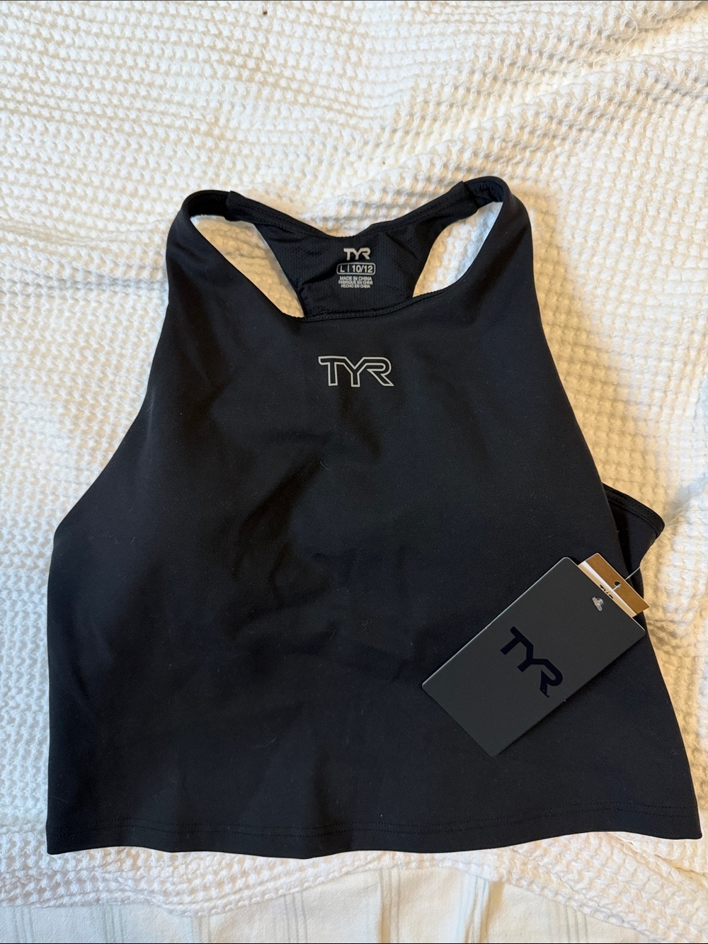 TYR Black High-Neck Swim Crop Tank